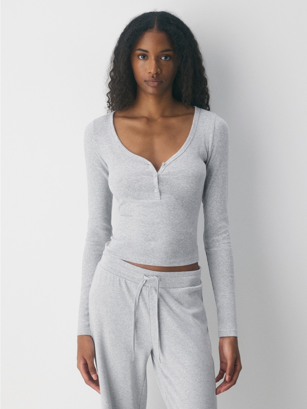 Aritzia TNA HomeStretch Rib Henley Longsleeve